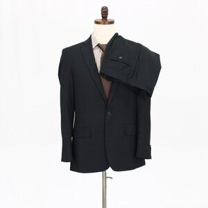 Parc 81 40R 34x32 Black Solid 1-Button Suit R509